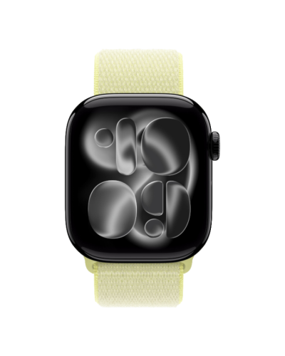 Apple Watch Series 11 GPS, 46mm Jet Black Aluminum Case with Neon Yellow Sport Loop