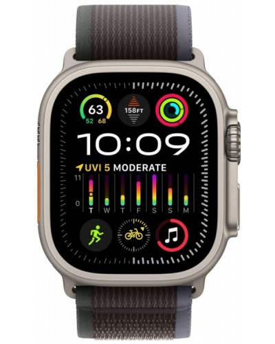 Apple Watch Ultra 2 49mm Titanium Case with Blue/Black Trail Loop (S/M) (MRF53)