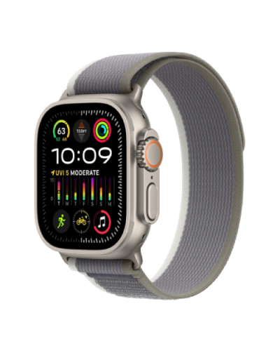 Apple Watch Ultra 2 49mm Titanium Case with Green/Gray Trail Loop (S/M) (MRF33)