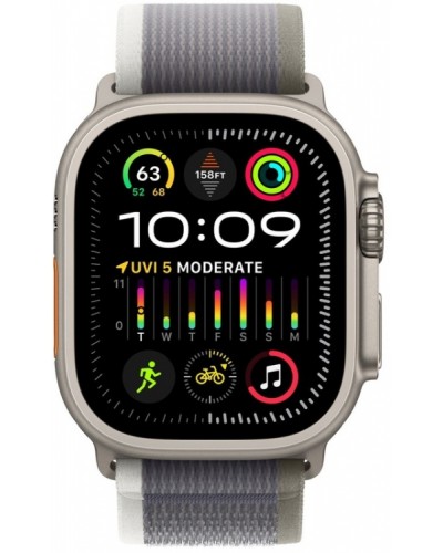 Apple Watch Ultra 2 49mm Titanium Case with Green/Gray Trail Loop (M/L) (MRF43)