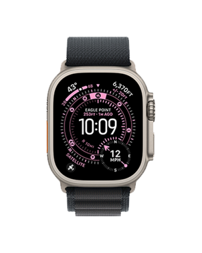 Apple Watch Ultra 3 GPS + Cellular, 49mm Natural Titanium Case with Black Alpine Loop - Large
