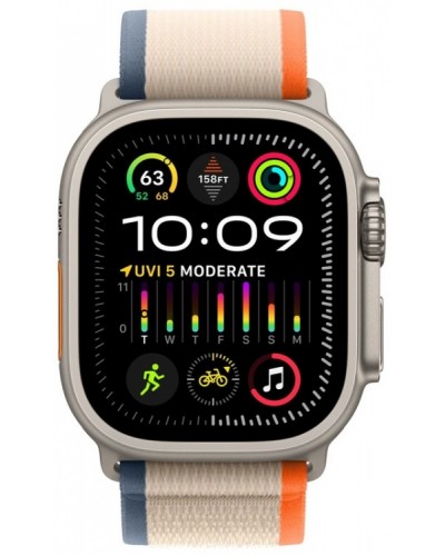 Apple Watch Ultra 2 49mm Titanium Case with Orange/Beige Trail Loop (S/M) (MRF13)