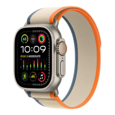 Apple Watch Ultra 2 49mm Titanium Case with Orange/Beige Trail Loop (S/M) (MRF13)
