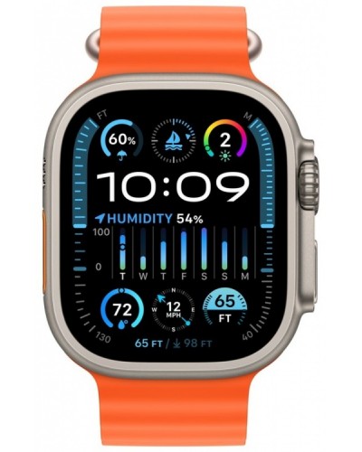Apple Watch Ultra 2 49mm Titanium Case with Orange Ocean Band (MREH3)