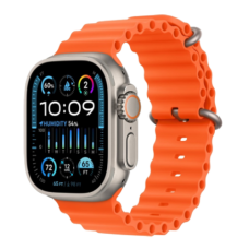 Apple Watch Ultra 2 49mm Titanium Case with Orange Ocean Band (MREH3)