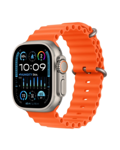 Apple Watch Ultra 2 49mm Titanium Case with Orange Ocean Band (MREH3)