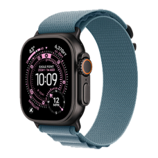 Apple Watch Ultra 3 GPS + Cellular, 49mm Black Titanium Case with Light Blue Alpine Loop - Medium