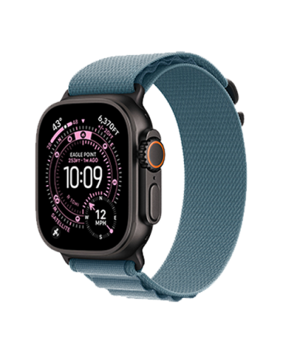 Apple Watch Ultra 3 GPS + Cellular, 49mm Black Titanium Case with Light Blue Alpine Loop - Large