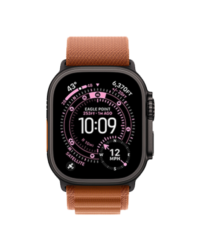 Apple Watch Ultra 3 GPS + Cellular, 49mm Black Titanium Case with Terra Cotta Alpine Loop - Small