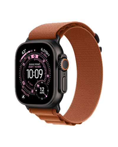 Apple Watch Ultra 3 GPS + Cellular, 49mm Black Titanium Case with Terra Cotta Alpine Loop - Large